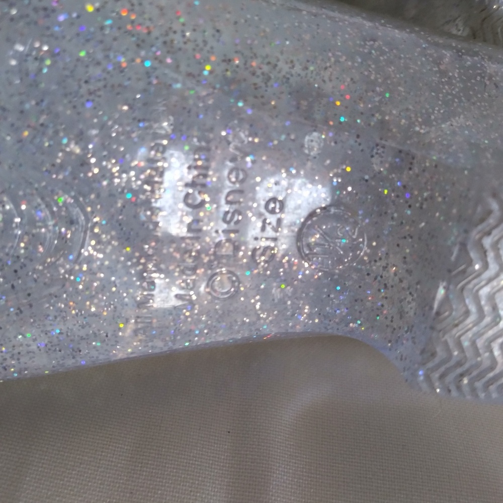 Cinderella Clear Glitter Kids Slippers with Light Blue Bow - Picture 6 of 6